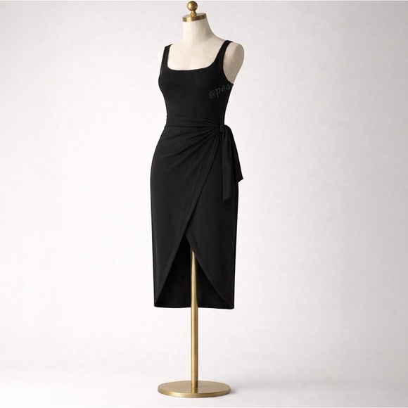 Aritzia Dresses & Skirts - Wilfred Saturn Midi Wrap Dress – Black | Resort Chic